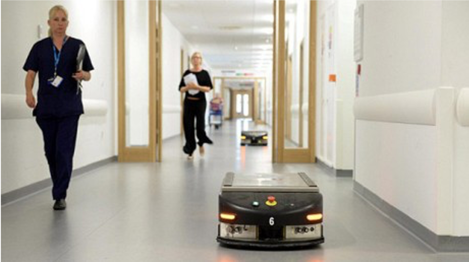 Mobile robots in a hospital setting