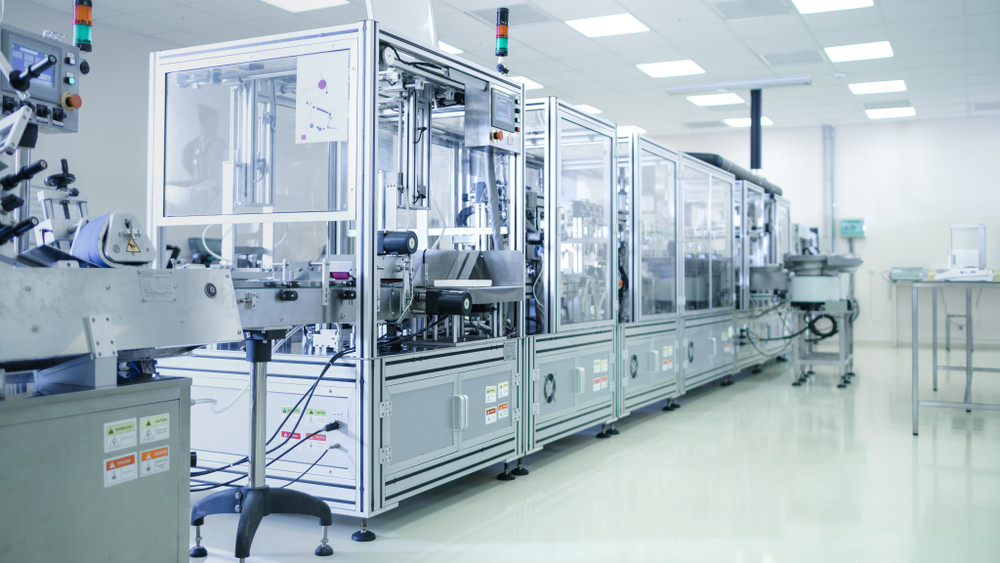 A row of laboratory testing machines in a clean commercial environment