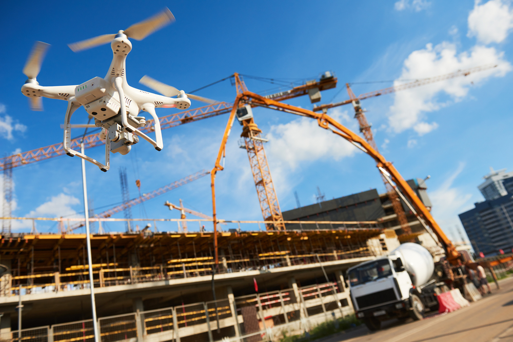 aerial drone hovering over construction site