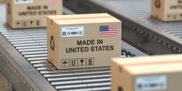 A product in a box, being manufacturing in the US