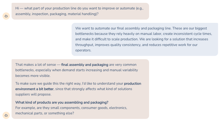 AI chat asking about the operation and following up with clarifying questions