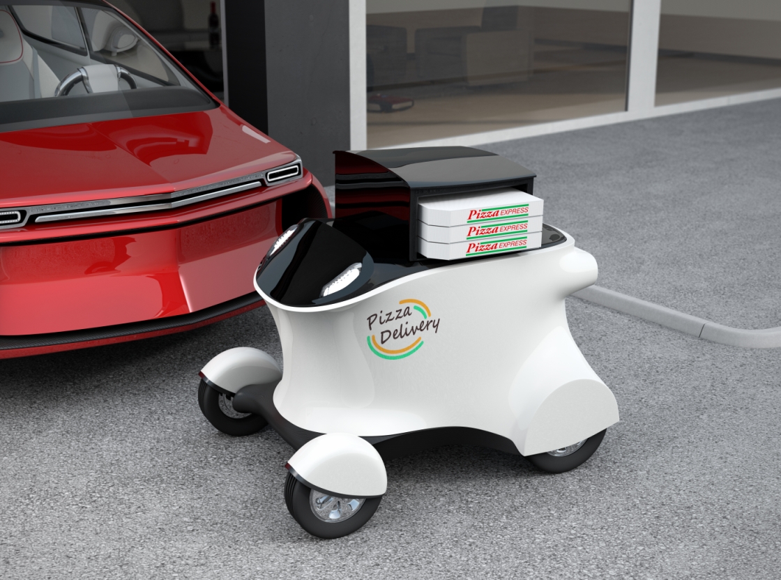 Pizza delivery robot.